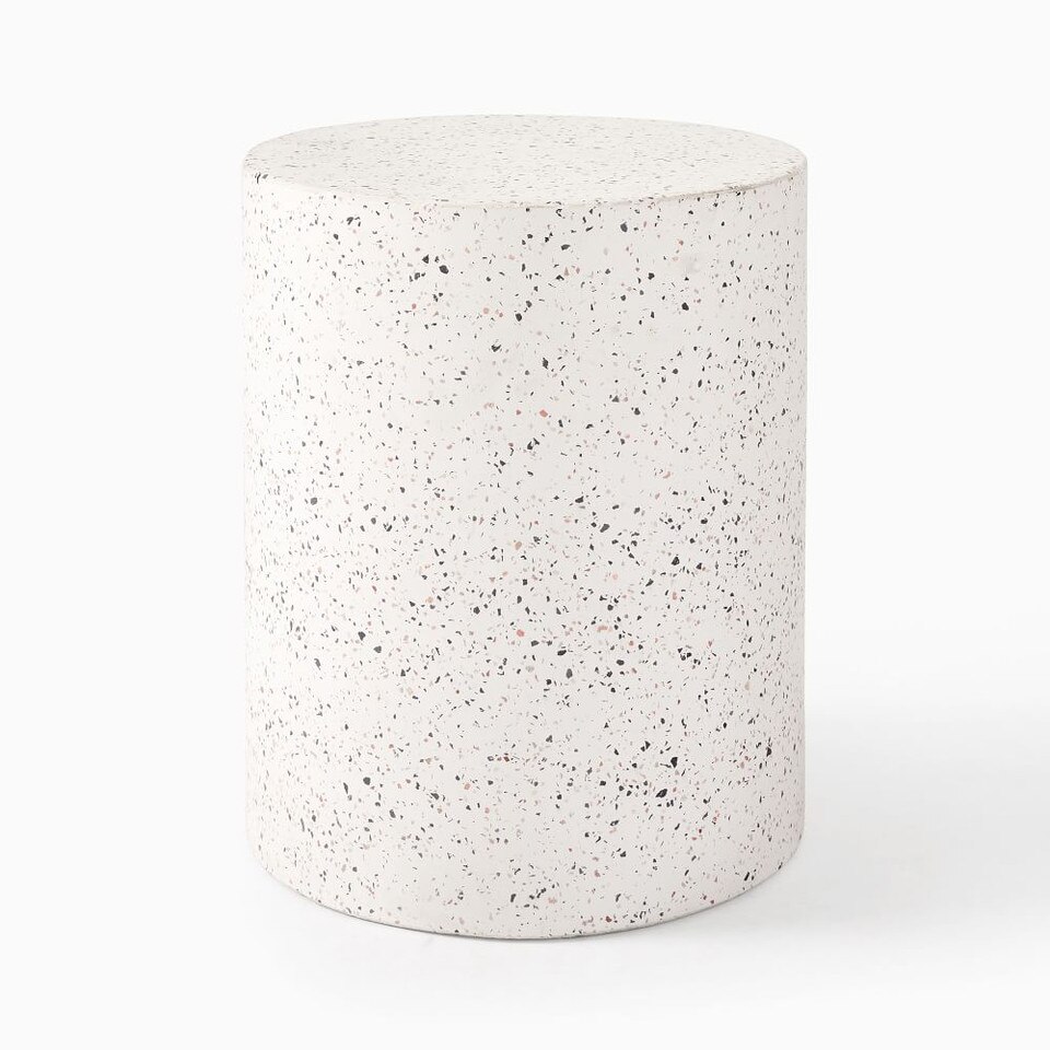 Terrazzo Drum Garden Round Side Table (38 cm) West Elm UK